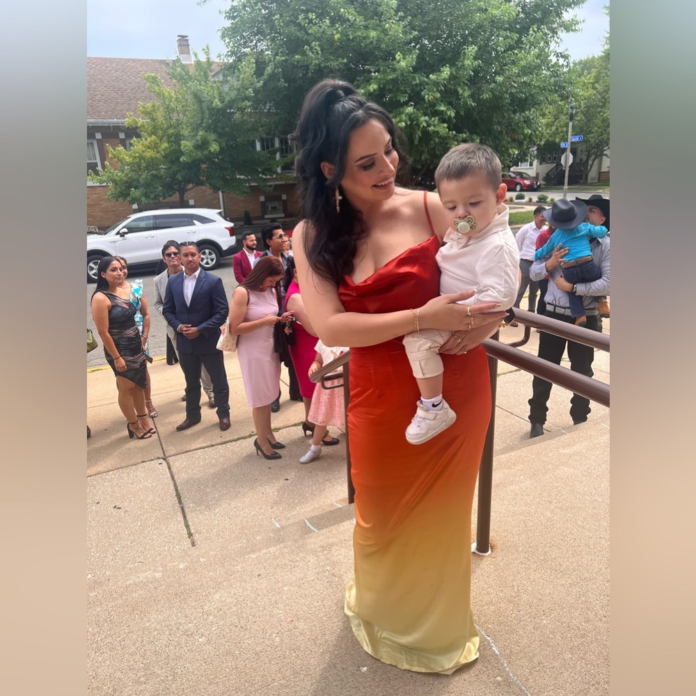 Tall orange ombré maxi dress